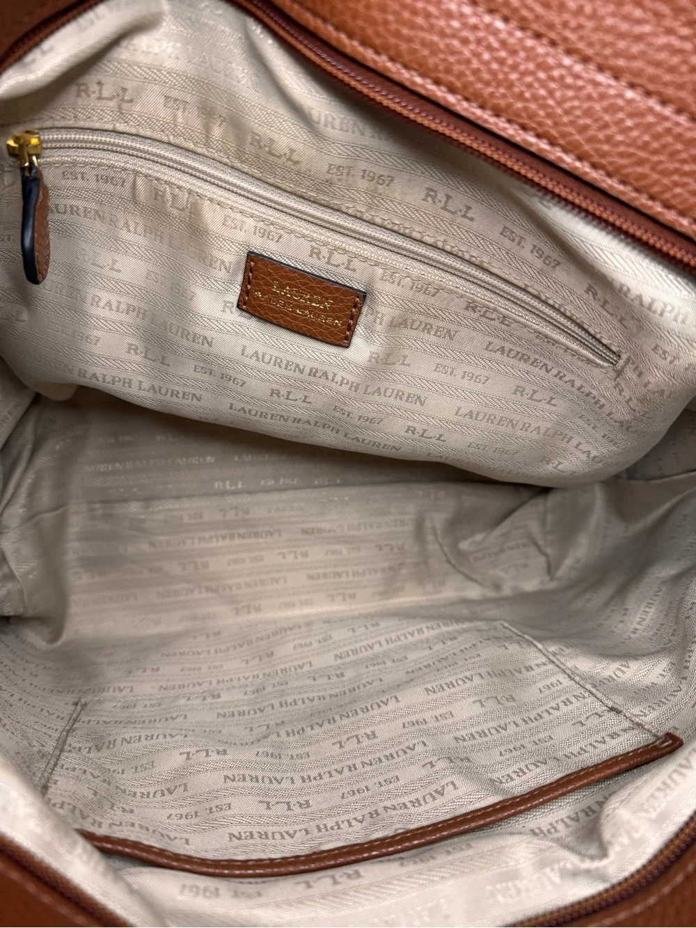 Ralph Lauren Floral Canvas Tote in Cream, Brown, Pink and Navy